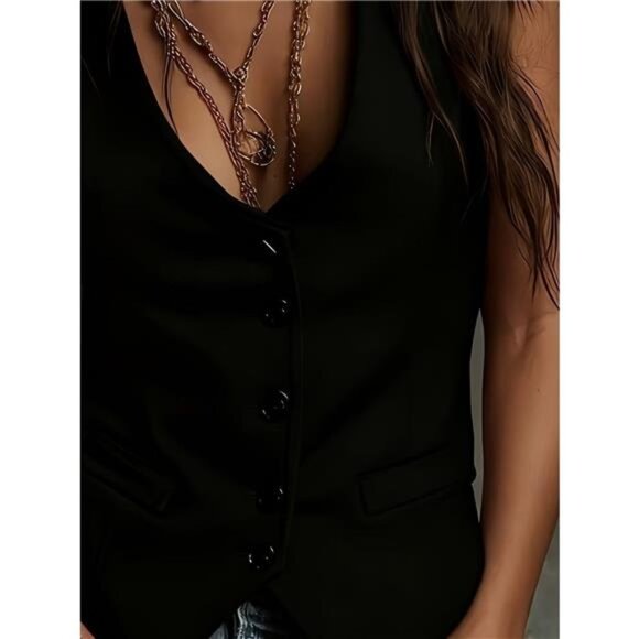 Velvet Button-Down Vest Coat - Picture 5 of 9